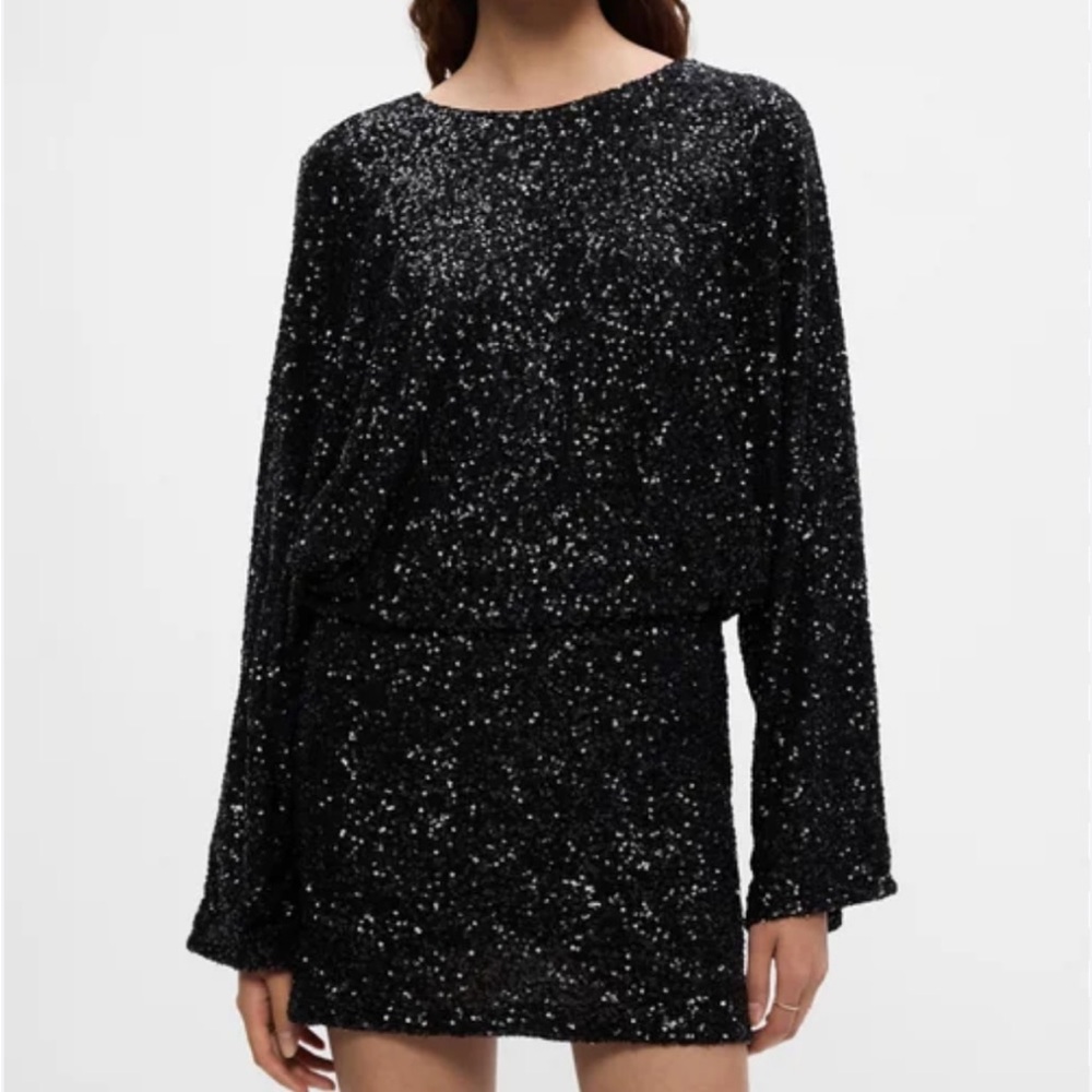 By Together Black Sequin Long Sleeve Dress